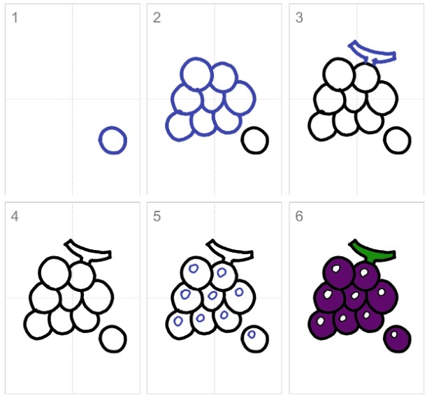 Dibujos de Racimo de uvas deliciosas