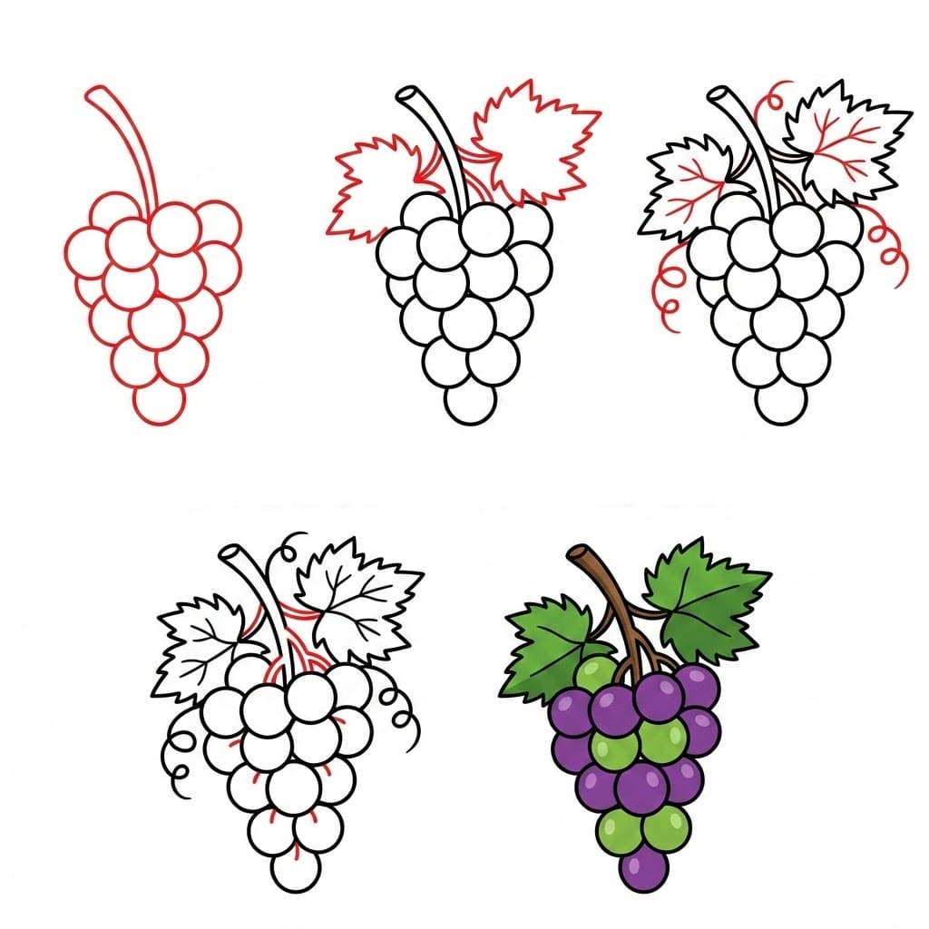 Dibujos de Racimo de uvas en el viñedo