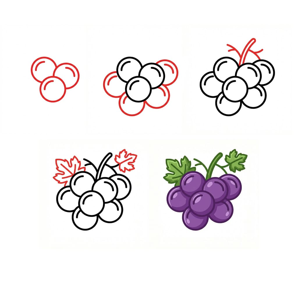 Dibujos de Racimo de uvas en un plato