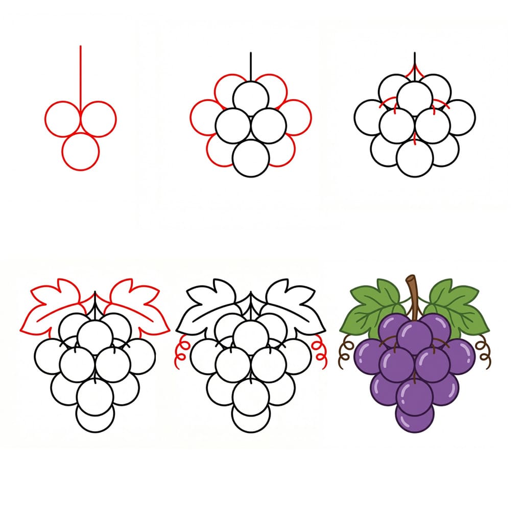Dibujos de Racimo de uvas grandes y verdes