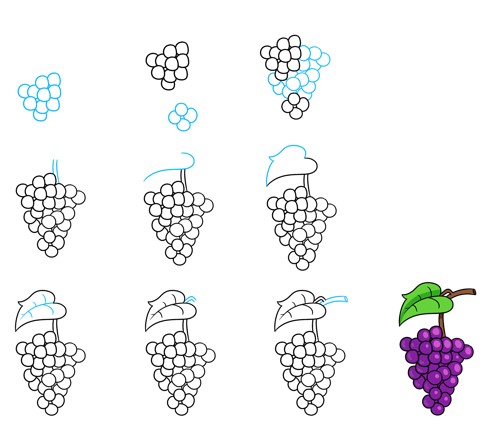 Dibujos de Racimo de uvas grandes