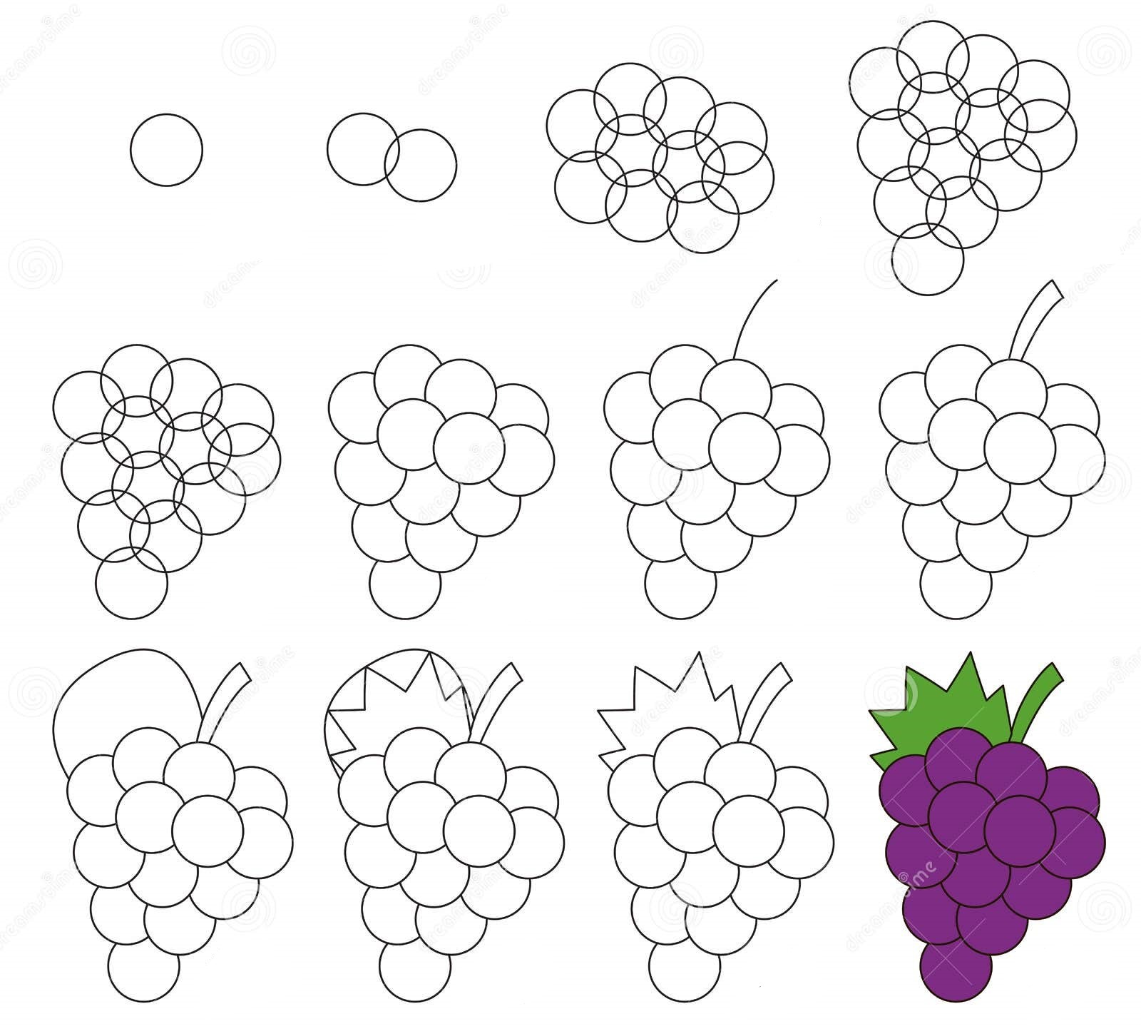 Dibujos de Racimo de uvas jugosas
