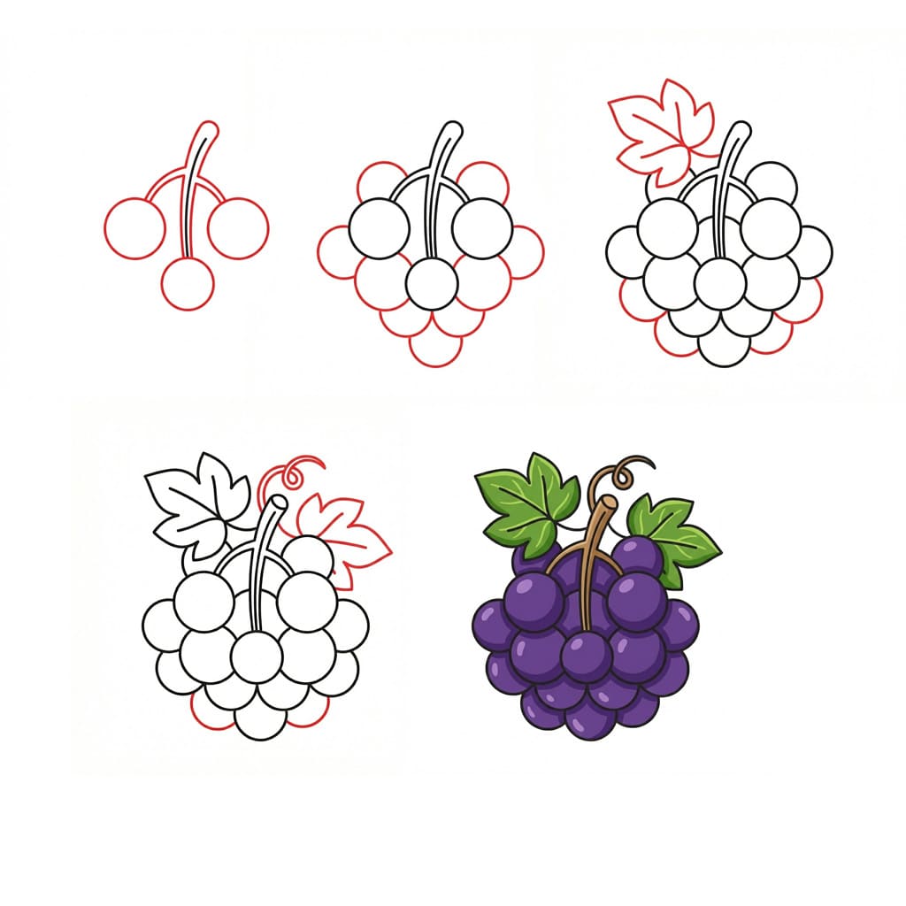 Dibujos de Racimo de uvas kawaii