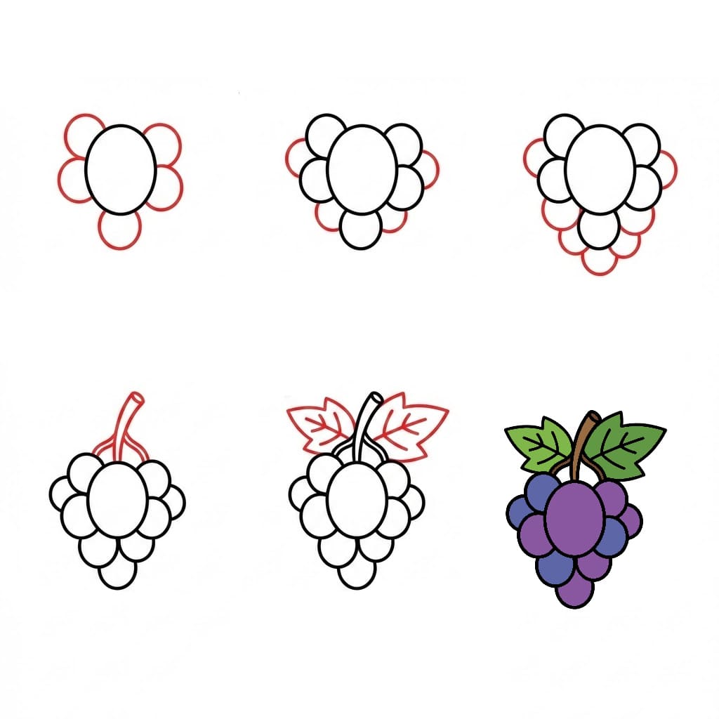 Dibujos de Racimo de uvas moradas y maduras