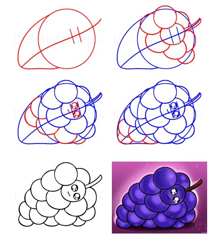 Dibujos de Racimo de uvas moradas