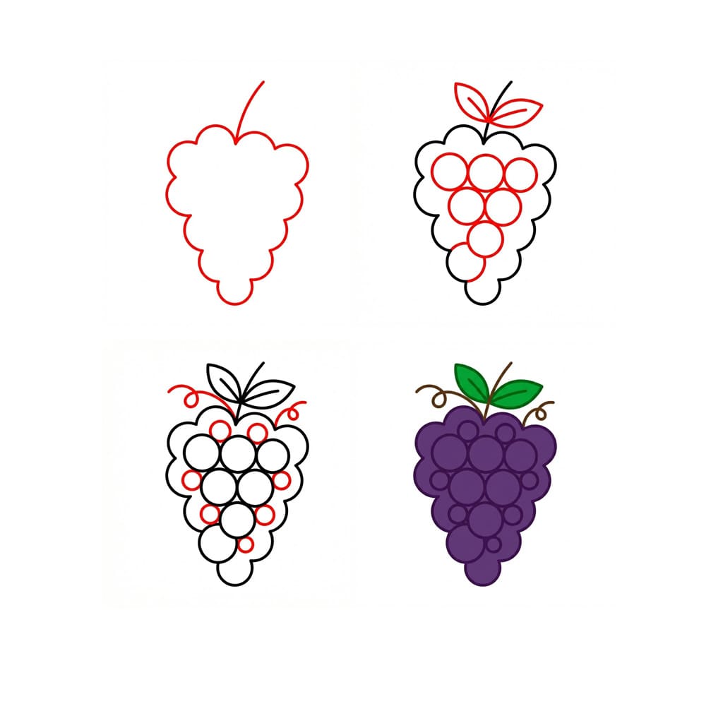 Dibujos de Racimo de uvas recién cosechadas