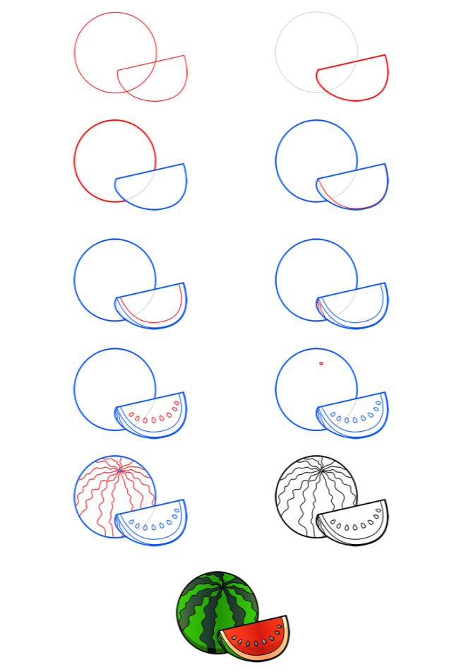 Dibujos de Sandía dulce y madura