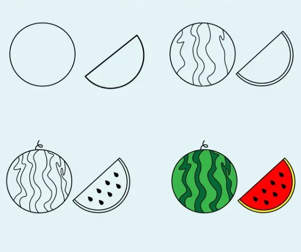Dibujos de Sandía jugosa y fresca