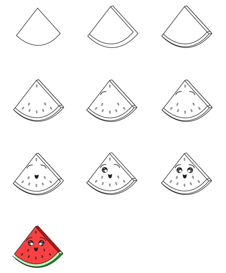 Dibujos de Sandía kawaii