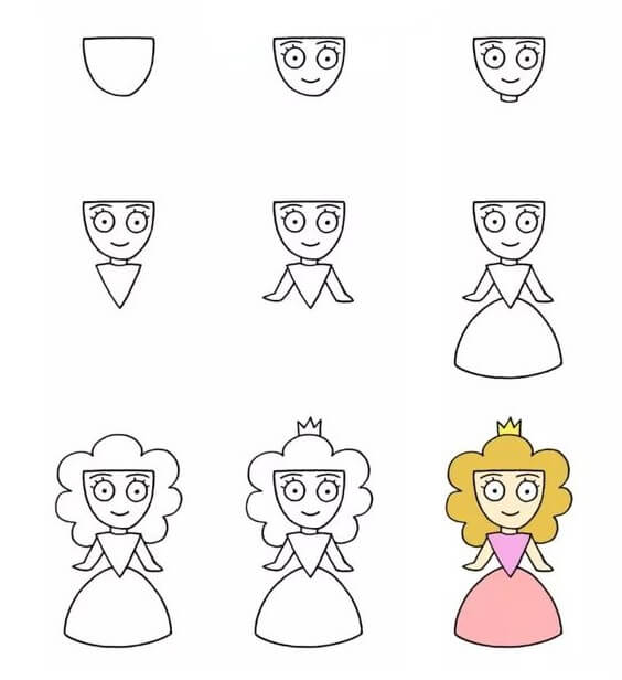 Dibujos de Una chica con un cabello hermoso
