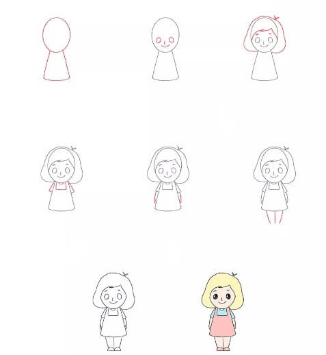 Dibujos de Una niña kawaii - Idea 42