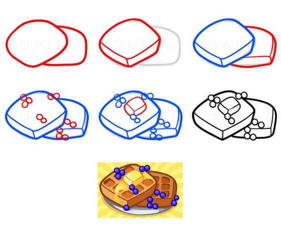 Dibujos de Waffle con Frutas