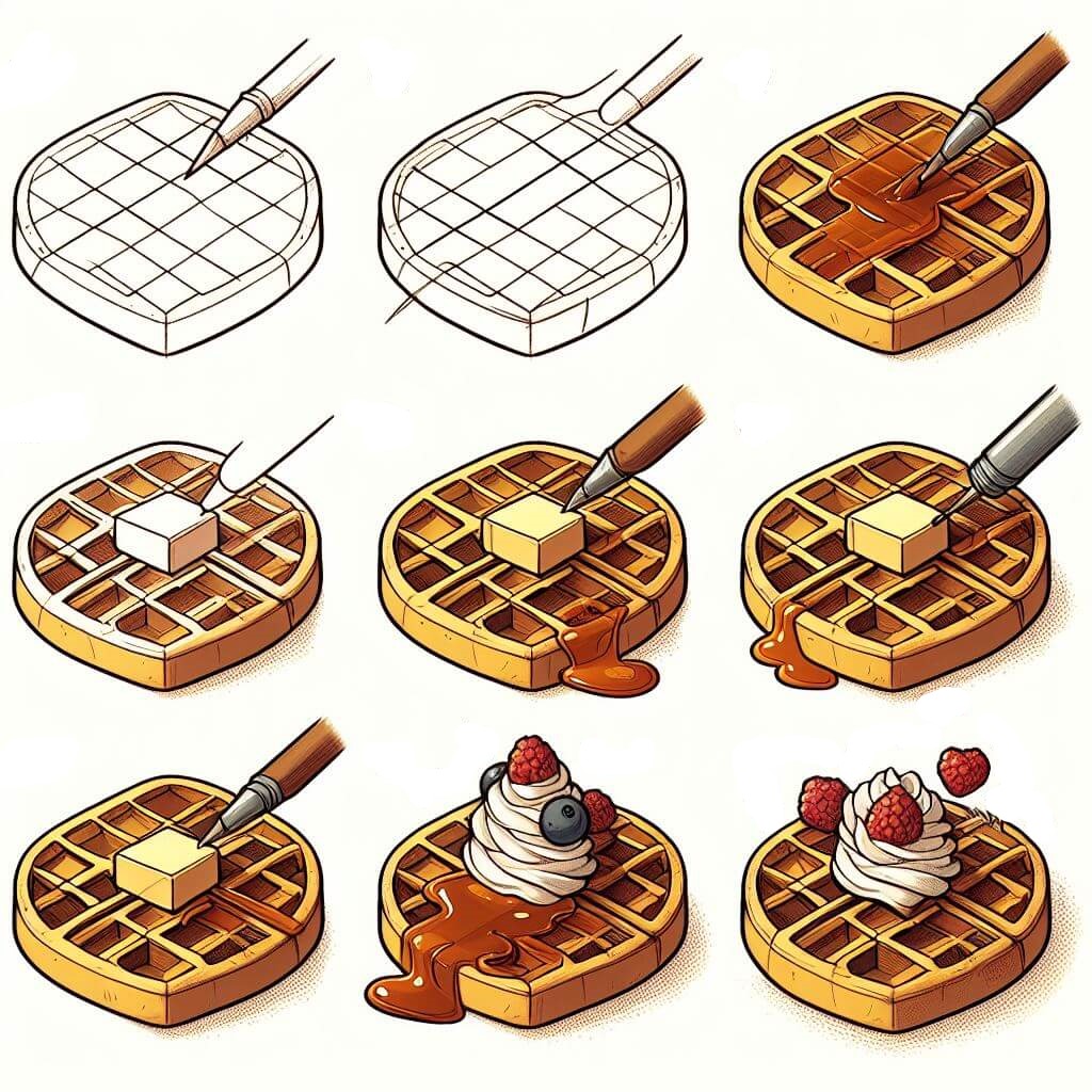 Dibujos de Waffle con Helado