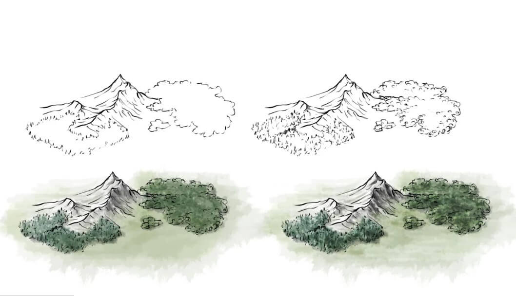 Dibujos de Un bosque realista