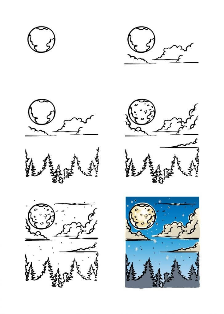 Dibujos de Un paisaje de bosque