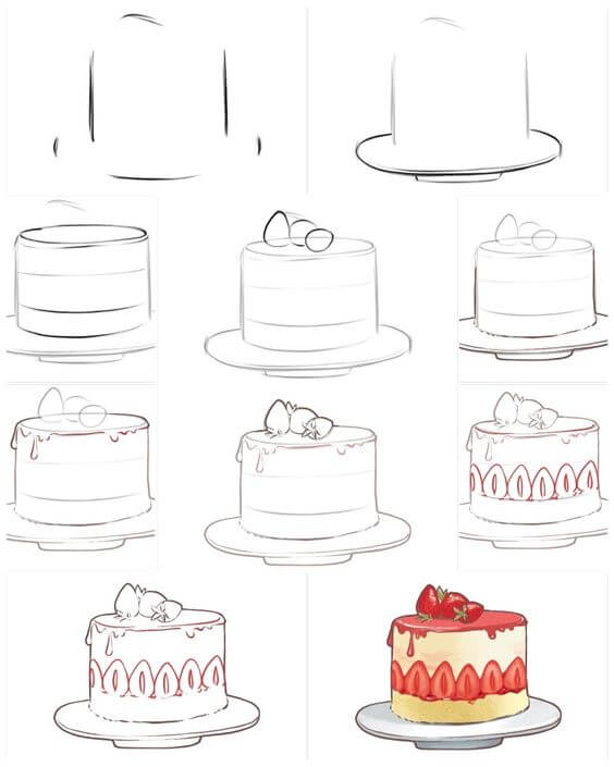 Dibujos de Un pastel de cumpleaños - Idea 15