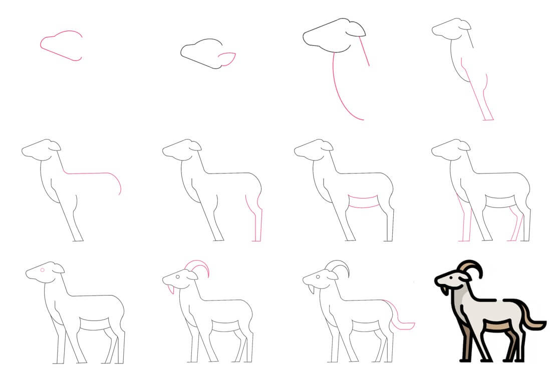 Dibujos de Cabra con barba