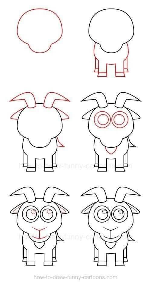 Dibujos de Cabra mirando al frente