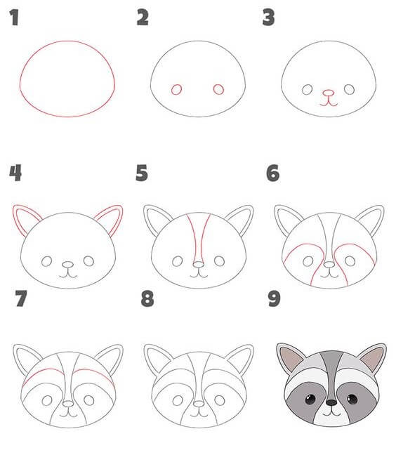 Dibujos de Cara de mapache