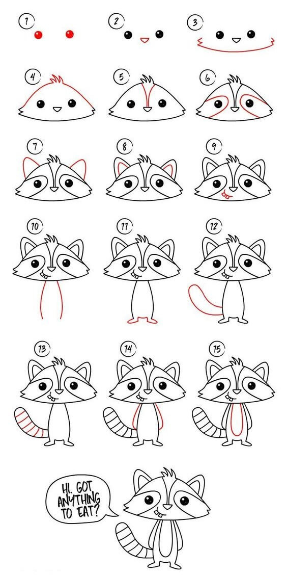 Dibujos de Lindo mapache