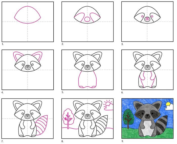 Dibujos de Mapache amigable