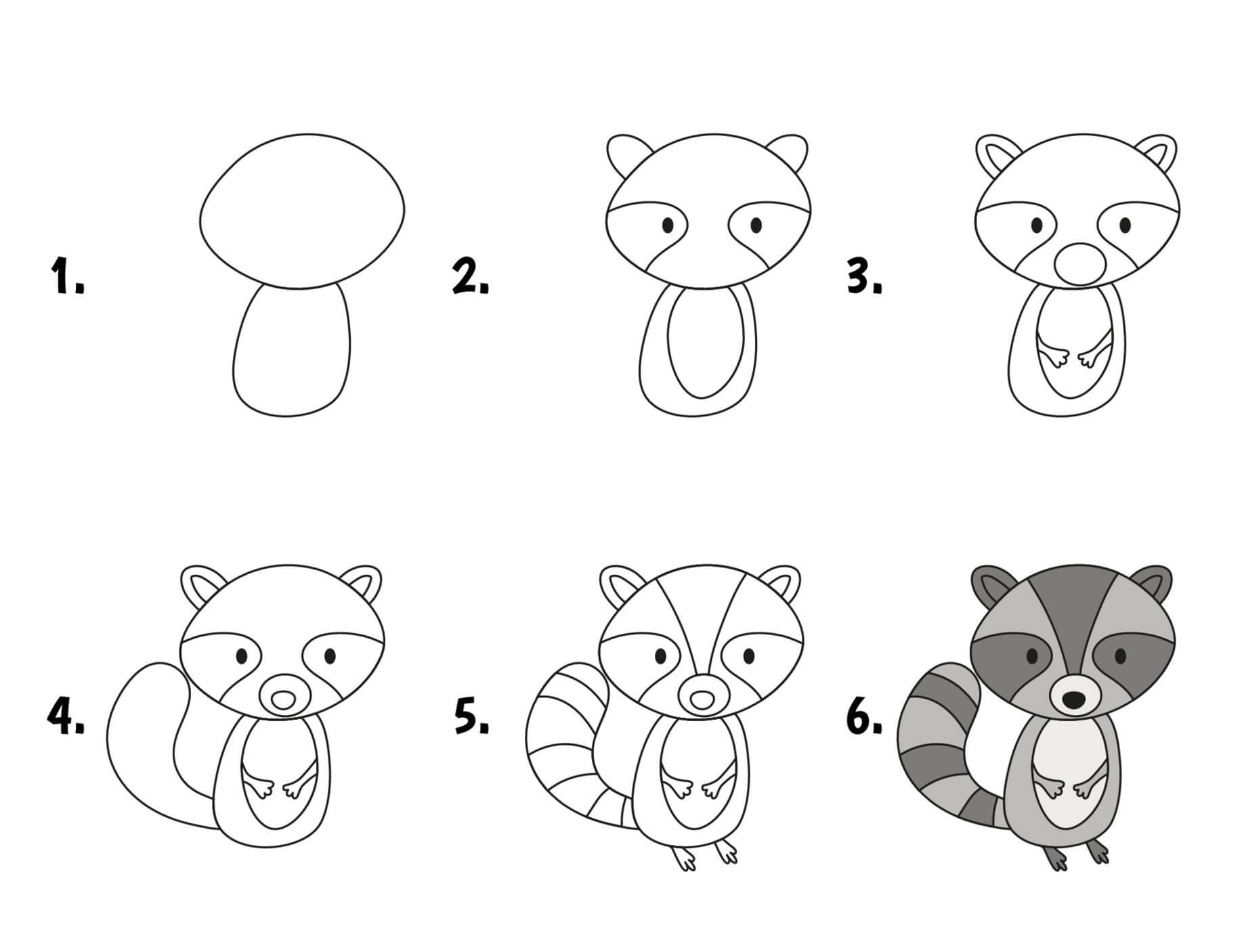 Dibujos de Mapache curioso