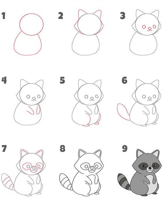 Dibujos de Pequeño mapache lindo