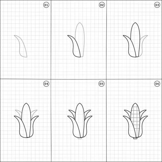Dibujos de Un Maíz a lápiz