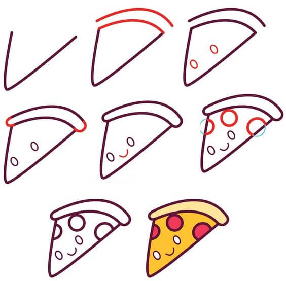 Dibujos de Pizza de cuatro quesos